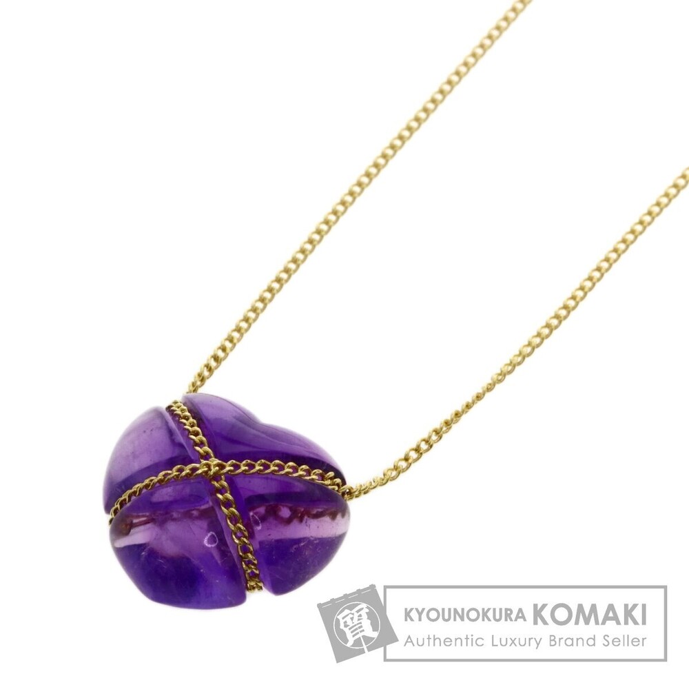 Tiffany Co Amethyst Heart Chain Cross Necklace Yellow Gold